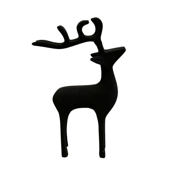 Set of 2 Black Metal Christmas Reindeer 11in Made in India Holiday Decor New - Picture 4 of 16